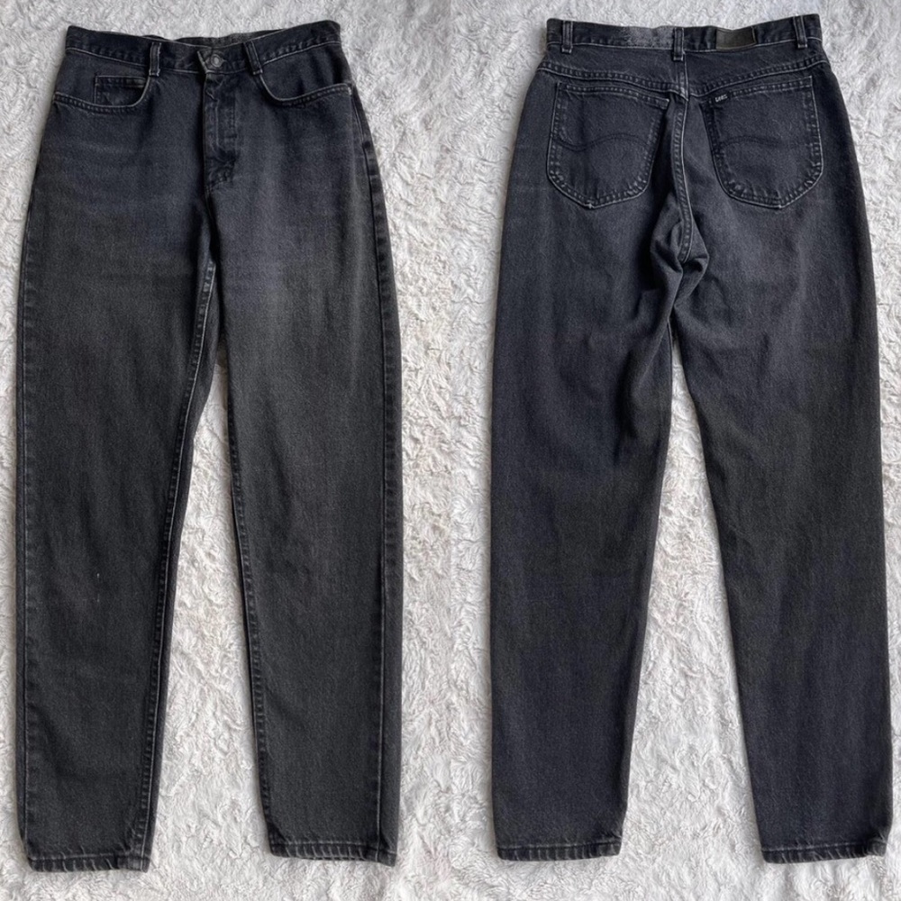 Vintage Lee 90s high rise waist mom jeans faded washed black 28